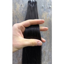 Halitcan Hair 70CM Dip Uç Bir Doğal Renk (Koyu Kestane) Özbek Saçı, Tress ,100GR,  (100% Gerçek Insan Saçı)