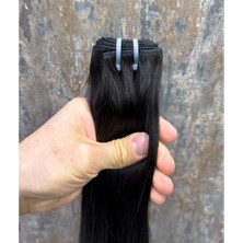 Halitcan Hair 70CM Dip Uç Bir Doğal Renk (Koyu Kestane) Özbek Saçı, Tress ,100GR,  (100% Gerçek Insan Saçı)