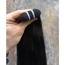 Halitcan Hair 70CM Dip Uç Bir Doğal Renk (Koyu Kestane) Özbek Saçı, Tress ,100GR,  (100% Gerçek Insan Saçı)