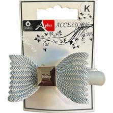 Özel Lastik Beyaz Metal Örgülü Fiyonk Klipsli Toka, Klipsli Saç Tokası 201 268
