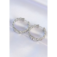 Çarşı Point Pirinç Gümüş Renk Zincir Model Halka Küpe