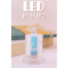 LED Mum Simli Tipi Pil Dahil 3 Adet - Dumansız Alev Ledli Yapay Dekoratif Mum Işığı Orta PT421