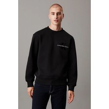Erkek Ck Relaxed Monologo Crew Sweatshirt - Siyah