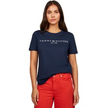 Kadın Logo Yazı T-Shirt - Lacivert