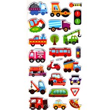 Limmy Sticker Kabartmalı Stiker Çıkartma Etiket (XHC069)-18X9 Cm- Sevimli Araba Iş Makinası
