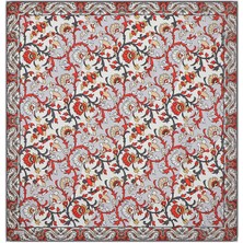 Bursa İpek Gri Şal Desen Vual Ipek Eşarp