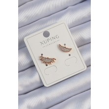 Clariss Xuping Rose Renk Zirkon Taşlı Ay ve Güneş Tasarımlı Küpe
