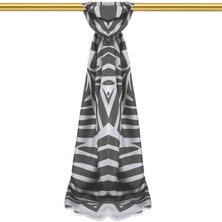 Gri Ekin Desen Twill Ipek Şal