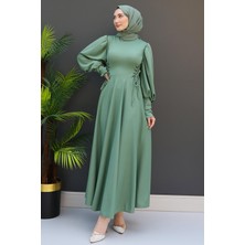 Ip Kuşaklı Elbise Mint