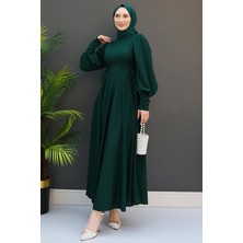 Ip Kuşaklı Elbise Zümrüt