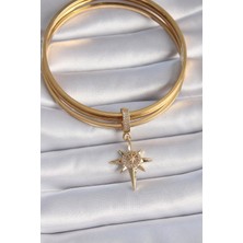 Clariss Pirinç Gold Renk Zirkon Taşlı Kutup Yıldızı Model Ajda Charm