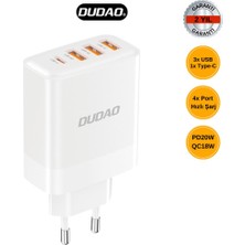 A5HEU - Hızlı Şarj Adaptörü 3 Adet USB (Qc 18W) ve 1 Adet Type-C (Pd 20W) Akıllı Çip