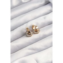 Clariss 316L Çelik Altın Renk Zirkon Taşlı Halka Model Küpe