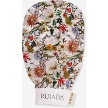 Ruiada Flowers Series +50 Factor %100 Floş ipek ince Banyo Duş Kesesi Peeling Eldiveni (WHİTE)