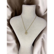 Vola Collection Kalp Detaylı Gold Kolye  Sevgiliye Hediye