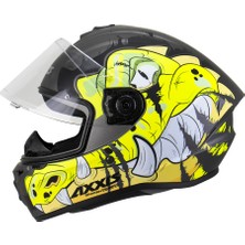 Axxis Draken S Trooper D3 Matt Fluor Yellow Full Face Motosiklet Kaskı + Yedek Siyah Vizör - M