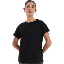 Sportive Icona3 Kadın Siyah Günlük Stil T-Shirt 24KK007-SYH