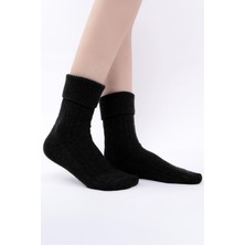 Mısırlı Kadın Koyun Yünü Tekli Siyah Kıvrık Soket Çorap M 75005 S