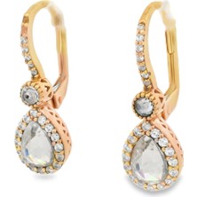 Altınöz Mücevherat Zirkon Taşlı Klipsli Damla Model Yeşil Altın Küpe