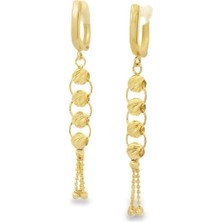 Altınöz Mücevherat Dorika Toplu Uzun ve Sallantılı Yeşil Altın Küpe