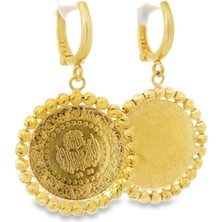 Altınöz Mücevherat Dorika Top Çerçeveli Yarım Altınlı Küçük Halka Sarı Altın Küpe