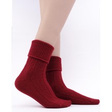 Mısırlı Kadın Koyun Yünü Tekli Kırmızı Kıvrık Soket Çorap M 75005 K