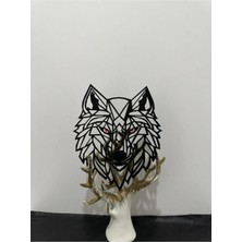 Karga Works Dekoratif Siyah Kurt Kafası Tablo 19 cm