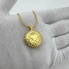 925 Ayar Gümüş Zülfikar Işlemeli Gold Muska Kolye