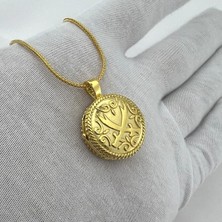 925 Ayar Gümüş Zülfikar Işlemeli Gold Muska Kolye