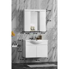 Özceden Yıldız Banyo Dolabı 80 cm Asma Beyaz Mdf