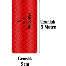 Nzb Tüvtürk Onaylı Bant Belgeli Reflektörlü Reflektif Fosforlu Şerit Bant Ikaz Bandıkırmızı 5 Metre 5 cm