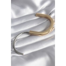 Clariss 316L Çelik Gold Gümüş Renk Zirkon Taşlı Tiffany Vıp Seri Kadın Kelepçe