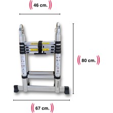 160 + 160 Cm. - 5+5  basamaklı Teleskobik / Teleskopik Merdiven - A Tipi Uzayan Merdiven