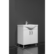 Özceden Yıldız Banyo Dolabı 55 cm Ayaklı Beyaz Mdf Alt Modül ve Lavabo