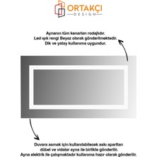 Ortakçı Design LED Ayna | Dikdörtgen Ledli Banyo Aynası  | Dekoratif Ledli Ayna - 100*50 cm