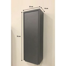 Özceden Çok Amaçlı Banyo Boy Dolabı 70 cm Mdf Antrasit Gri Mat Renkli