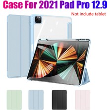 Enclaveinds 2021 Pro 12.9 Inç Tablet Flip Kılıfı Pu+Şeffaf Pc Kılıfı Kalem Yuvalı Tablet Standı (D) (Yurt Dışından)