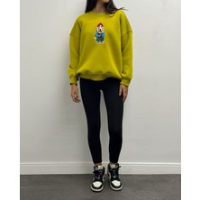 3 Iplik Köpek Motifli Nakış Işlemeli Kadın Sweatshirt