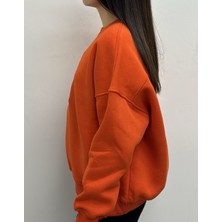 3 Iplik Köpek Motifli Nakış Işlemeli Kadın Sweatshirt