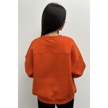 3 Iplik Köpek Motifli Nakış Işlemeli Kadın Sweatshirt