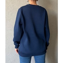 3 Iplik Köpek Motifli Nakış Işlemeli Kadın Sweatshirt
