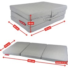 Xpermate Katlanır Yatak Yer Yatağı  Katlanır Sünger Yatak Misafir Yatağı 70X180X6 Gri Puantiyeli