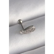 Clariss 316L Çelik Gümüş Renk Zirkon Taşlı Kanat Tragus Piercing