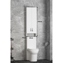 Özceden Klozet Banyo Üst Dolabı 40 x 100 cm Mdf Beyaz