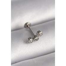 Clariss 316L Çelik Gümüş Renk Zirkon Taşlı Tragus Piercing