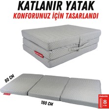 Xpermate Katlanır Yatak Yer Yatağı  Katlanır Sünger Yatak Misafir Yatağı 80X180X8 Gri Puantiyeli