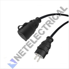 Netelectrical Kauçuk Tekli Seyyar Uzatma Kablosu - 3x2.5 Ttr Kalın Kablo Siyah - 5 Metre (Elektrikli Araç Şarjı ve Karavan İçi Kullanım)