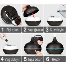 550 ml Aroma Difüzörü Buhar Ultrasonik 7 Renk LED Işıklı Aromatik Oda Kokusu Hava Nemlendirici