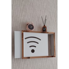 HKM Ticaret Beyaz-Bronz 25 x 35 x 7  cm  Wifi Amblemli Duvara Asılabilir Sigorta ve Modem-Wifi Saklama Kutusu! Saklama Kutusu