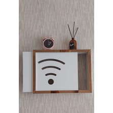 HKM Ticaret Beyaz-Bronz 25 x 35 x 7  cm  Wifi Amblemli Duvara Asılabilir Sigorta ve Modem-Wifi Saklama Kutusu! Saklama Kutusu